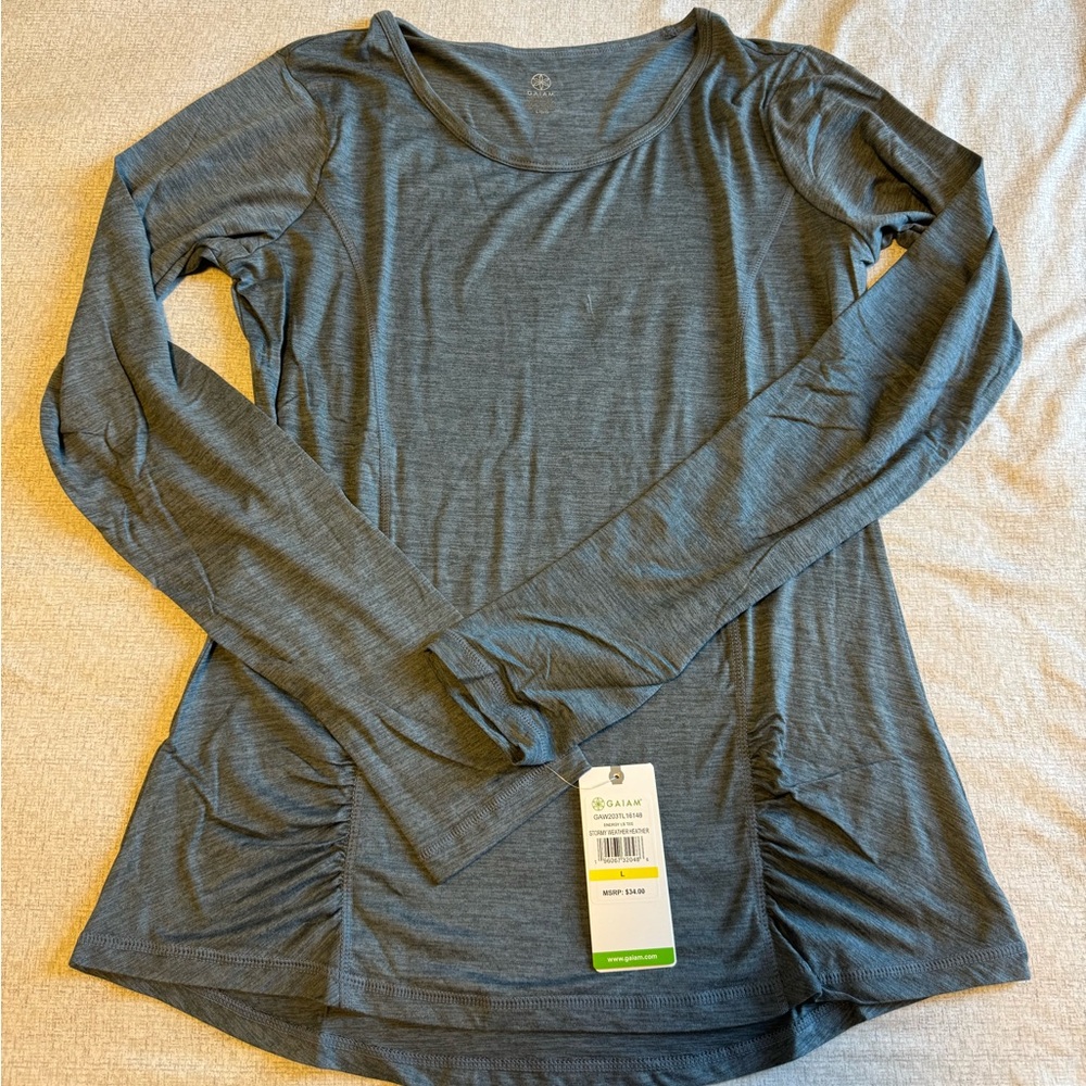 Gaiam Size Large Energy Long Sleeve T Shirt Work out Yoga